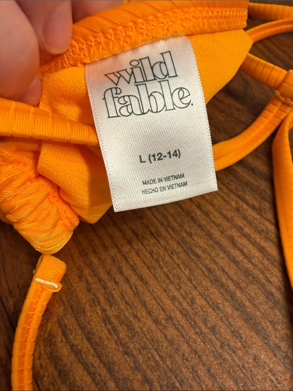 Orange Ribbed Triangle Bikini Top - Picture 2 of 9